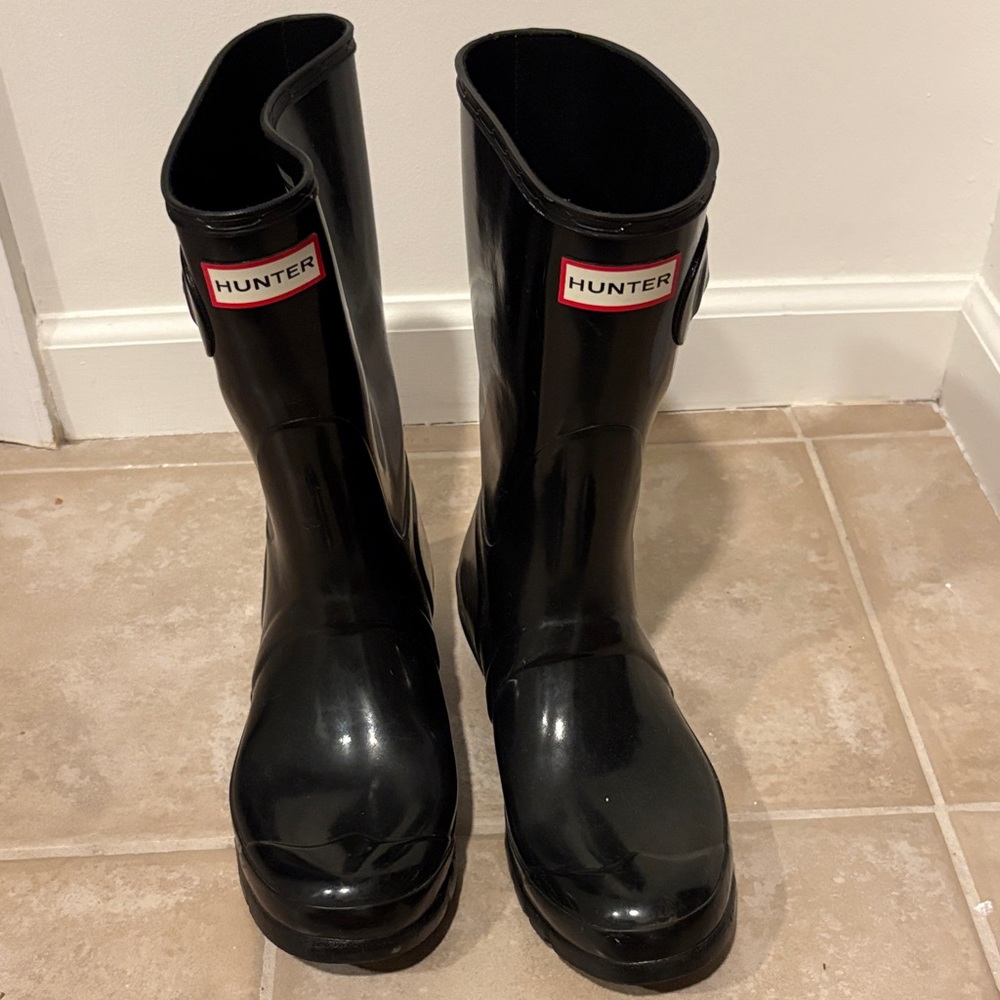 Hunter Glossy Black Waterproof Boots